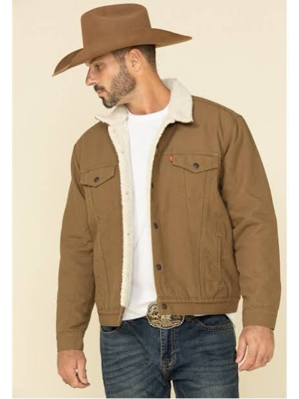 Levi's Olive-Tan Sherpa-Lined Shirt Jacket
